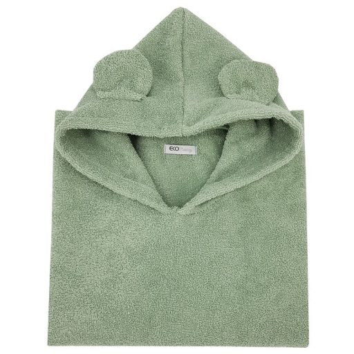 EKO Pončo pamutból kapucnival és fülekkel Olive green 75x120 cm