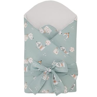   EKO Bebújós takaró pamutból kókusz kivehető betéttel és masnival Dogs Mint 75x75 cm