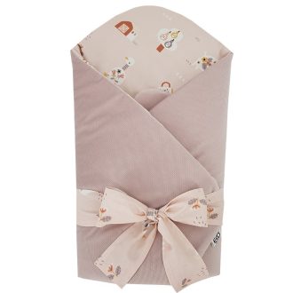   EKO Takaró pamutból kókusz kivehető betéttel VELVET My farm Powder pink 75x75 cm