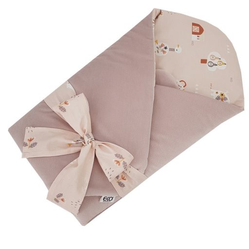 EKO Takaró pamutból kókusz kivehető betéttel VELVET My farm Powder pink 75x75 cm