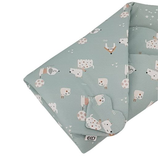 EKO Kifordítható pamut pólya Dogs Stars Mint 75x75 cm