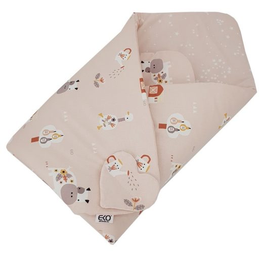 EKO Takaró pamut kétoldalas My farm Powder pink 75x75 cm