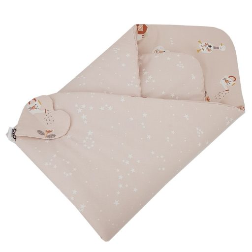 EKO Takaró pamut kétoldalas My farm Powder pink 75x75 cm