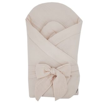   EKO Muszlin pólya kókusz kivehető betéttel és masnival Beige 75x75 cm