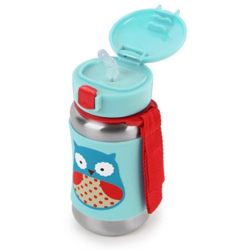 SKIP HOP Zoo Rozsdamentes Acél Szívószálas Vízüveg Bagoly 12h+