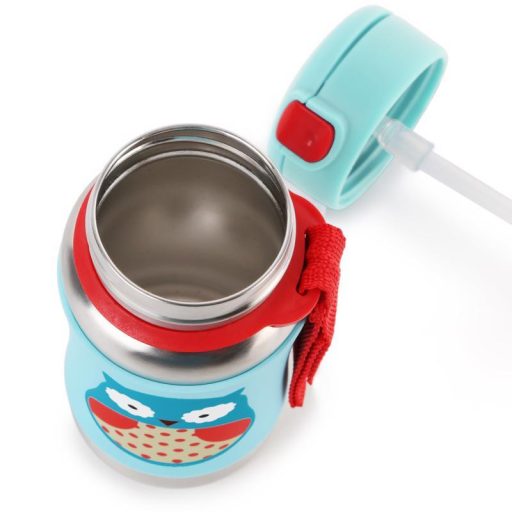 SKIP HOP Zoo Rozsdamentes Acél Szívószálas Vízüveg Bagoly 12h+