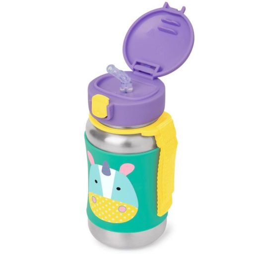 SKIP HOP Zoo Rozsdamentes szívószálas vízüveg Egyszarvú 12m+