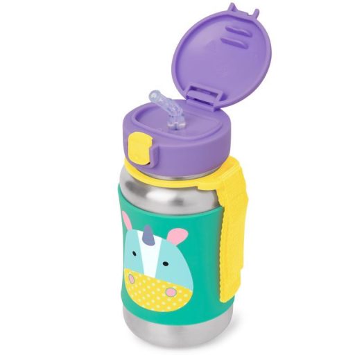SKIP HOP Zoo Rozsdamentes szívószálas vízüveg Egyszarvú 12m+