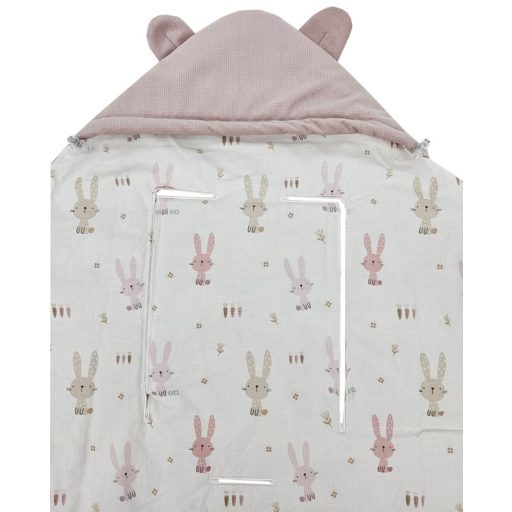 EKO Alvózsák autósüléshez Velvet Bunny rózsaszín