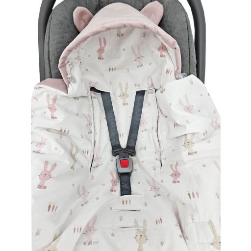 EKO Alvózsák autósüléshez Velvet Bunny rózsaszín