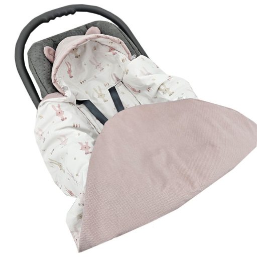 EKO Alvózsák autósüléshez Velvet Bunny rózsaszín