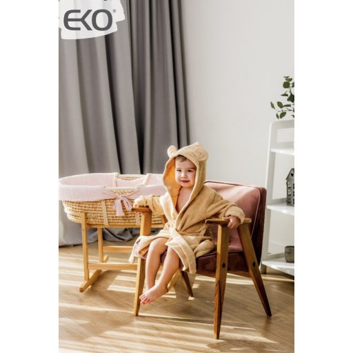EKO Köntös pamutból kapucnival és fülekkel Beige méret S 104-110