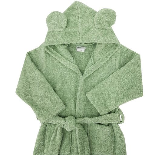 EKO Köntös pamutból kapucnival és fülekkel Olive green méret L 92-98