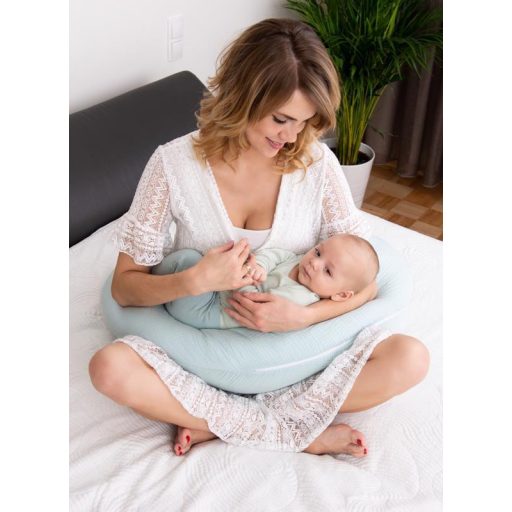 BABYMATEX Szoptatós párna muszlin Moon világos türkiz 260 cm