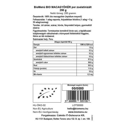BioMenü BIO MACAGYÖKÉR por zselatinizált 250 g