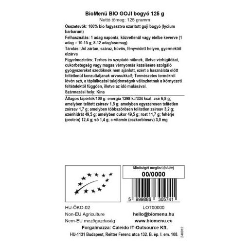 BioMenü BIO GOJI bogyó 125 g