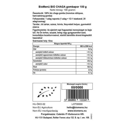 BioMenü BIO CHAGA gombapor 100 g