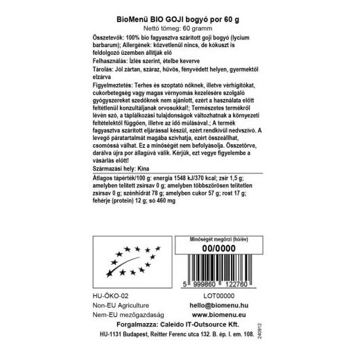 BioMenü BIO GOJI bogyó por 60 g