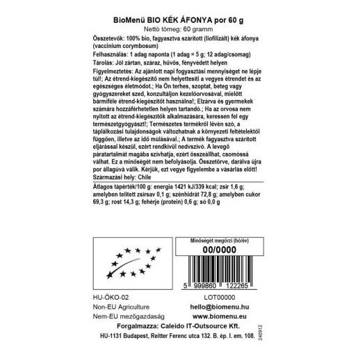 BioMenü BIO KÉK ÁFONYA por 60 g