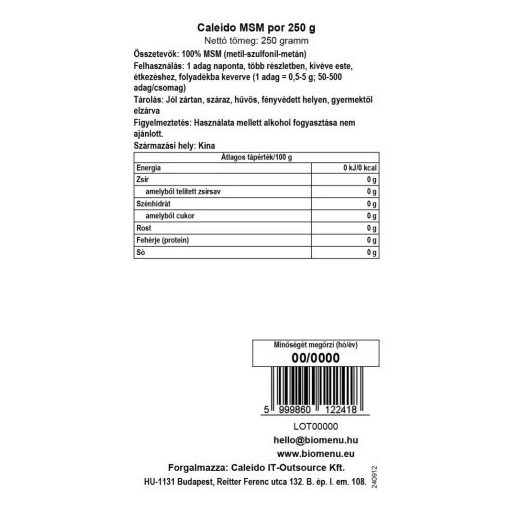 Caleido MSM por 250 g