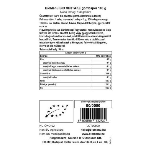 BioMenü BIO SHIITAKE gombapor 100 g