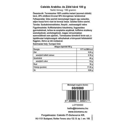 Caleido arabica- és zöld kávé 100 g