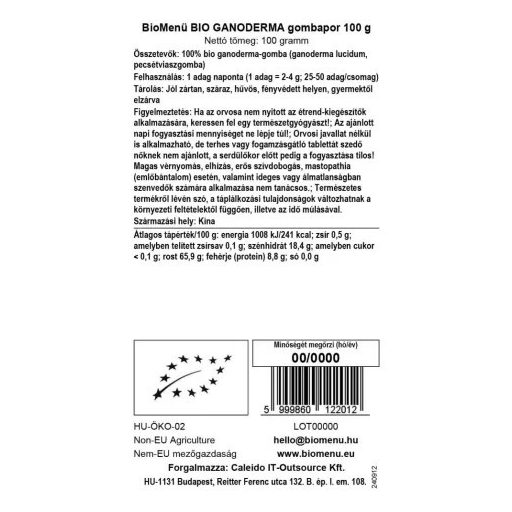 BioMenü BIO GANODERMA gombapor 100 g