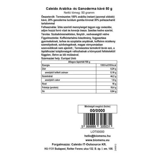 Caleido arabica- és ganoderma kávé 50 g