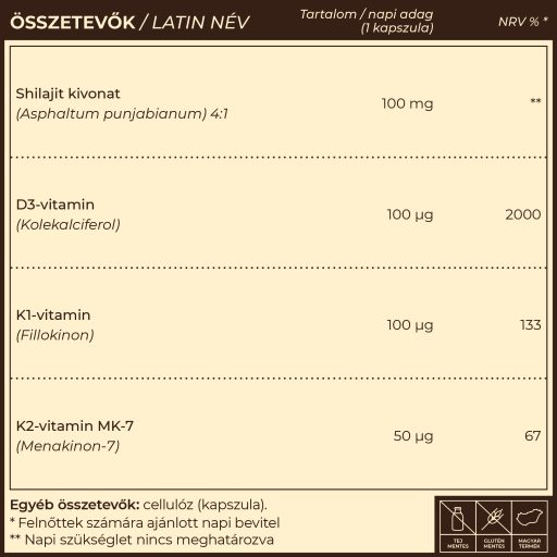 Myrobalan VITA-D 4000 NE D3 vitamin K1+K2 vitaminokkal és shilajittal 60 db vegán kapszula