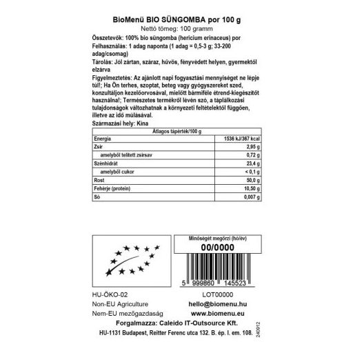 BioMenü BIO SÜNGOMBA por 100 g