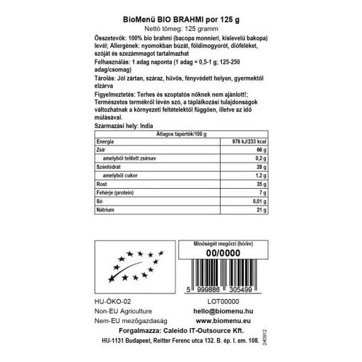 BioMenü BIO BRAHMI por 125 g