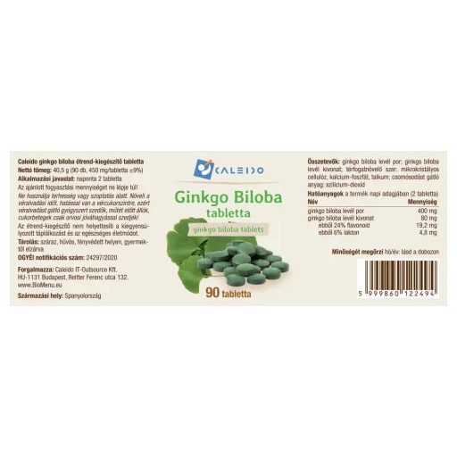 Caleido ginkgo biloba tabletta 90 db