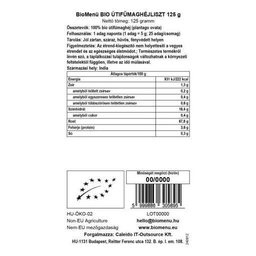 BioMenü BIO ÚTIFŰMAGHÉJLISZT 125 g