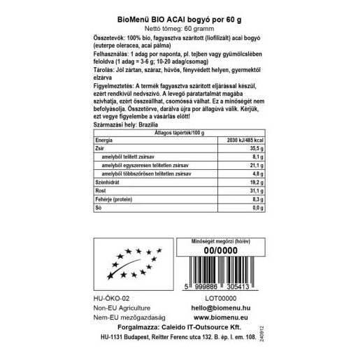 BioMenü BIO ACAI bogyó por 60 g