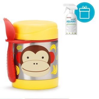   SKIP HOP Zoo Hőtartó ételtermosz kanállal / villával Majom 325ml, 3+ + AQUAINT 500 ml