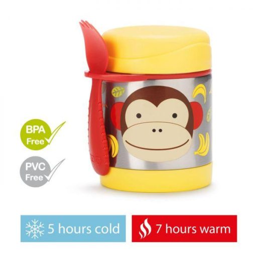 SKIP HOP Zoo Hőtartó ételtermosz kanállal / villával Majom 325ml, 3+ + AQUAINT 500 ml
