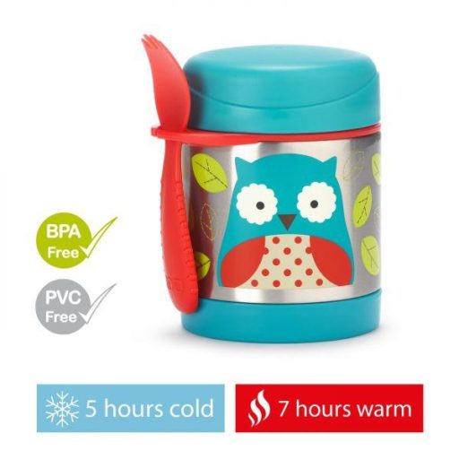 SKIP HOP Zoo Hőtartó ételtermosz kanállal / villával Bagoly 325ml, 3+ + AQUAINT 500 ml
