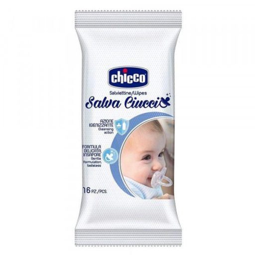 CHICCO Nedves törlőkendő cumihoz 16 db + AQUAINT 500 ml