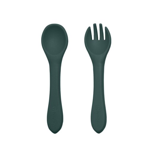 PETITE&MARS Szilikon 2 részes étkészlet TAKE&MATCH  tál + evőeszközök Misty Green 6hó+