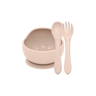   PETITE&MARS Szilikon 2 részes étkészlet TAKE&MATCH  tál + evőeszközök Desert Sand 6hó+