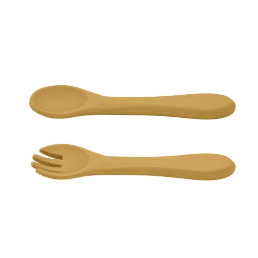 PETITE&MARS Szilikon 2 részes étkészlet TAKE&MATCH  tál + evőeszközök Intense Ochre 6hó+