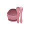 PETITE&MARS Szilikon 2 részes étkészlet TAKE&MATCH  tál + evőeszközök Dusty Rose 6hó+