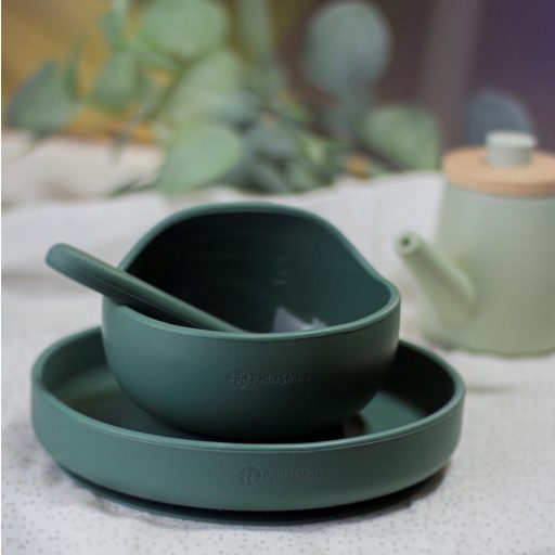 PETITE&MARS Szilikon 2 részes étkészlet TAKE&MATCH  tányér + tál Misty Green 6hó+