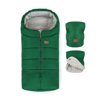   PETITE&MARS Téli szett Jibot 3in1 bundazsák + kézmelegítő kesztyű babakocsira Jasie Juicy Green