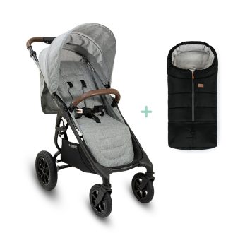   Valco Baby Sport babakocsi Sport Trend 4 Fekete Szürke Márvány + Petite&mars Jibot Lábzsák AJÁNDÉKBA