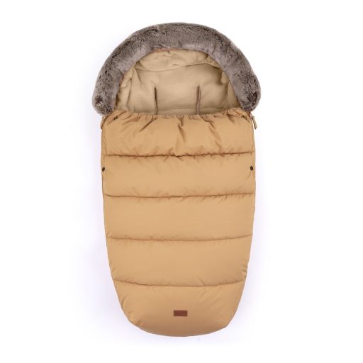 PETITE&MARS Téli szett Comfy 4in1 bundazsák + kézmelegítő kesztyű babakocsira Furry Elegant Caramel