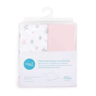   CEBA Pelenkázó alátét huzat 50x70-80 cm 2 db Candy Pink+Pink Stars