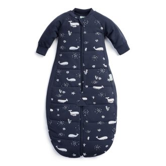   ERGOPOUCH Alvózsák és kezeslábas 2 az 1-ben organikus pamut Suit Whale 3-12 hónap, 6-12 kg, 2,5 tog
