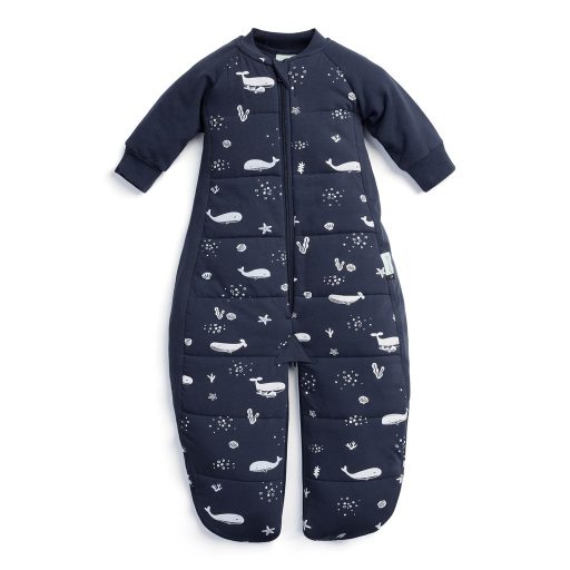 ERGOPOUCH Alvózsák és kezeslábas 2 az 1-ben organikus pamut Suit Whale 3-12 hónap, 6-12 kg, 2,5 tog