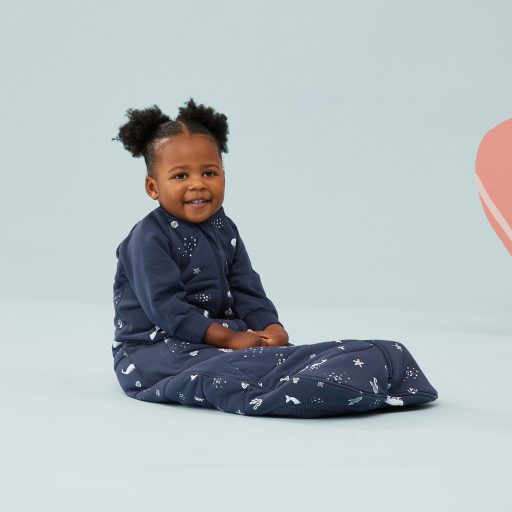 ERGOPOUCH Alvózsák és kezeslábas 2 az 1-ben organikus pamut Suit Whale 3-12 hónap, 6-12 kg, 2,5 tog